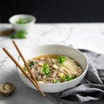 vegan miso soup with soba noodles and enoki mushrooms | www.curatedlifestudio.com